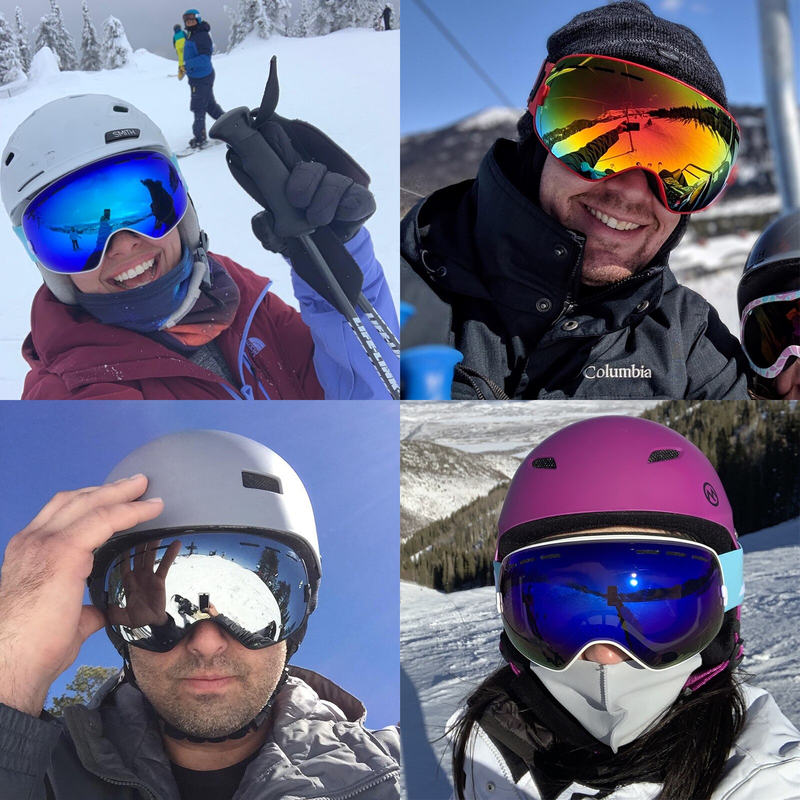 Lunettes de ski avec protection antibuée contre les UV pour homme