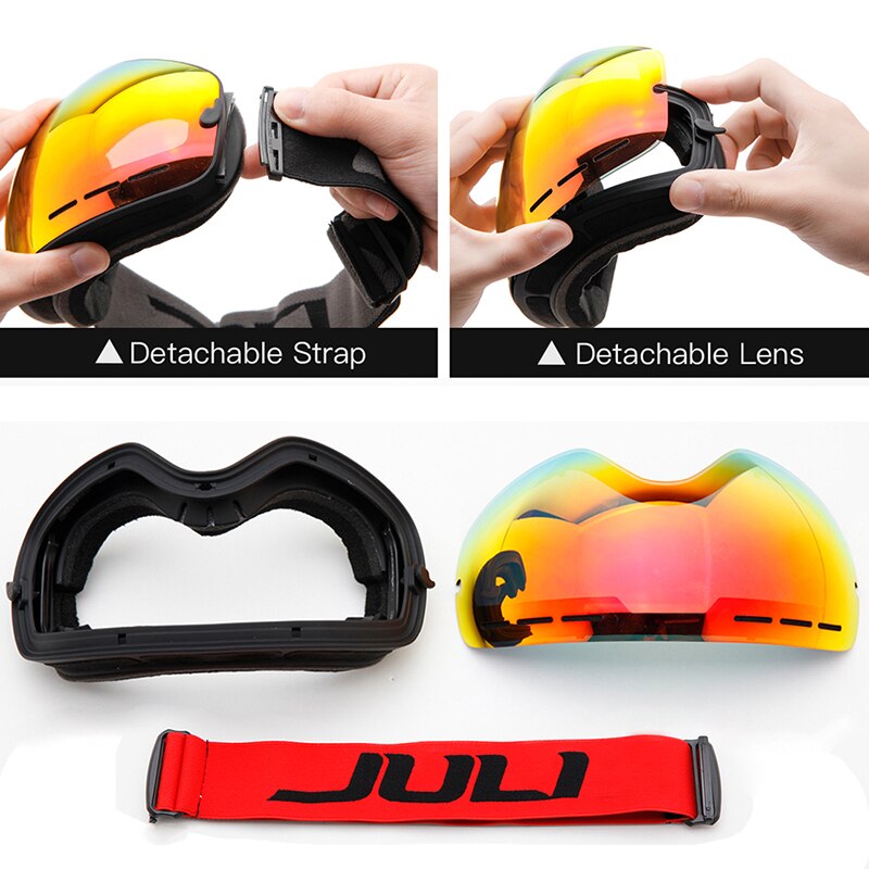 Lunettes de ski avec protection antibuée contre les UV pour homme
