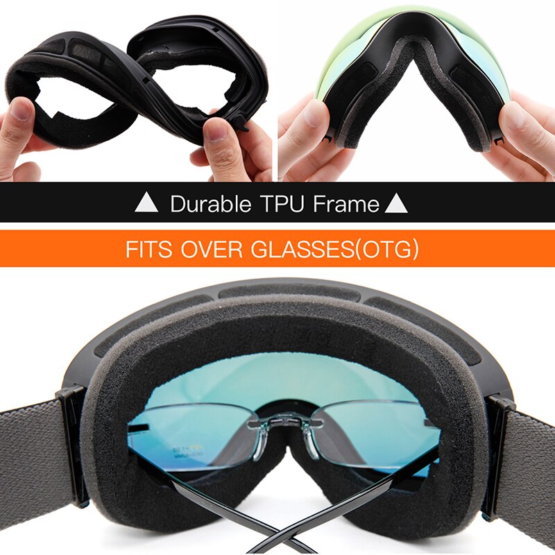 Lunettes de ski avec protection antibuée contre les UV pour homme