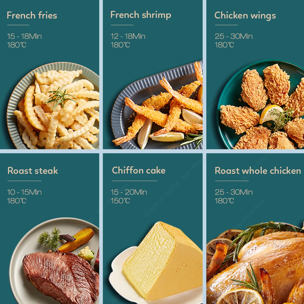 Bear – friteuse à Air sans huile électrique, 3,5 l, intelligente, pour la cuisson des frites, des pizzas et du poulet Bear – friteuse à Air sans huile électrique, 3,5 l, intelligente, pour la cuisson des frites, des pizzas et du poulet
