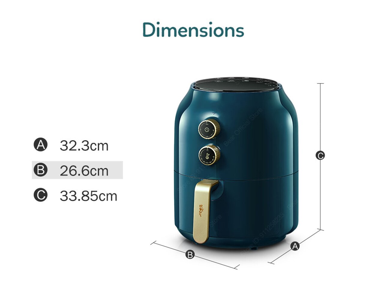 Bear – friteuse à Air sans huile électrique, 3,5 l, intelligente, pour la cuisson des frites, des pizzas et du poulet Bear – friteuse à Air sans huile électrique, 3,5 l, intelligente, pour la cuisson des frites, des pizzas et du poulet