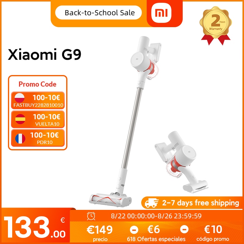 【100-10€:PDR10 】Xiaomi Aspirateur G9 aspirateur à main sans fil pour maison apartment, batterie amovible rechargeable, aspiration 120aw, collecteur de poussière, balayeuse électrique de tapis et de so