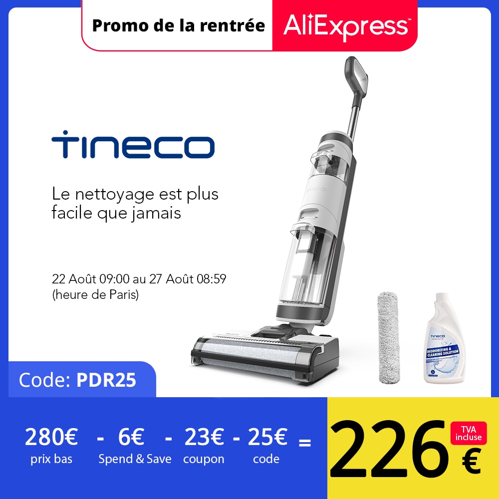 Tineco – Aspirateur de Sol Intelligent sans Fil pour Multi-Surfaces, Appareil de Nettoyage Humide et Sec, iFloor 3