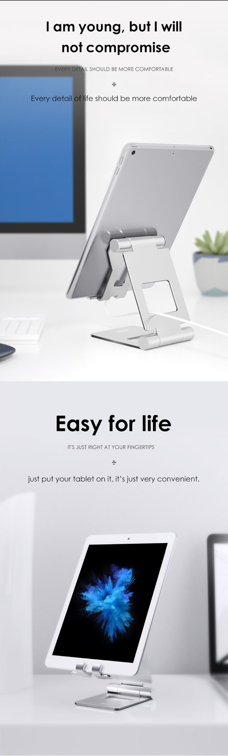 LICHEERS – support de tablette en alliage d'aluminium, pliable et réglable, pour iPad mini/iPad Air