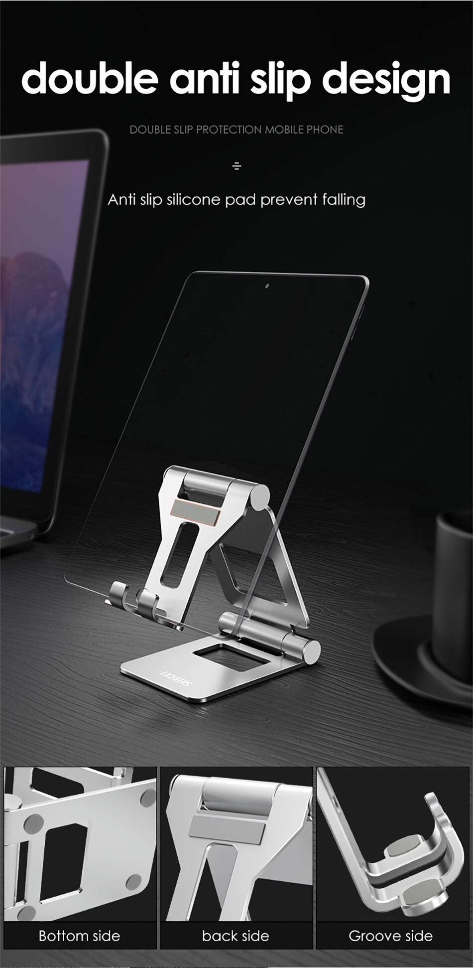 LICHEERS – support de tablette en alliage d'aluminium, pliable et réglable, pour iPad mini/iPad Air