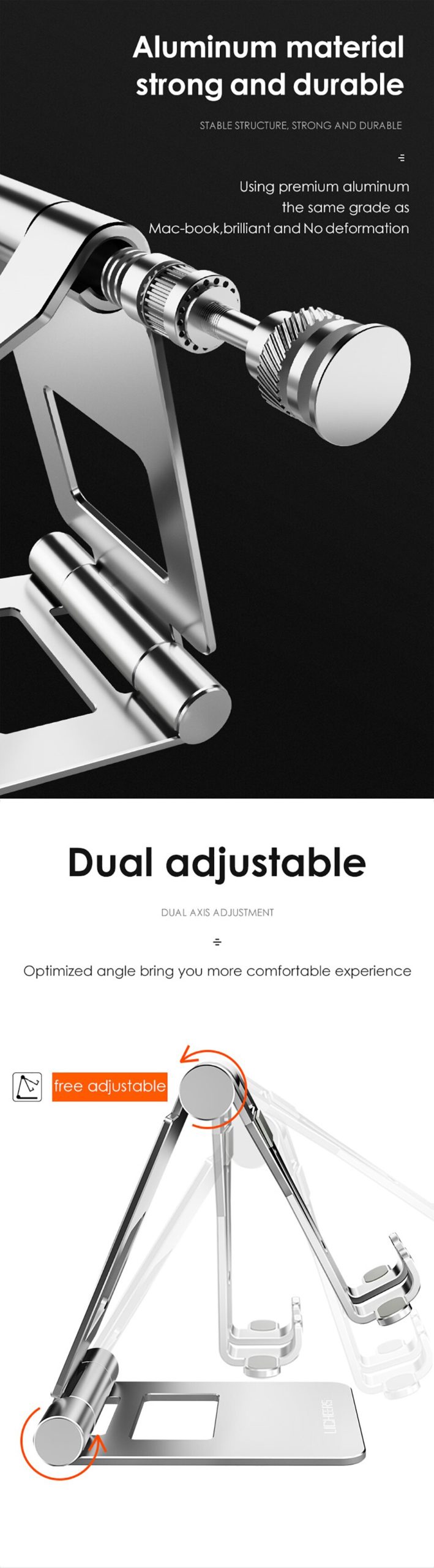 LICHEERS – support de tablette en alliage d'aluminium, pliable et réglable, pour iPad mini/iPad Air