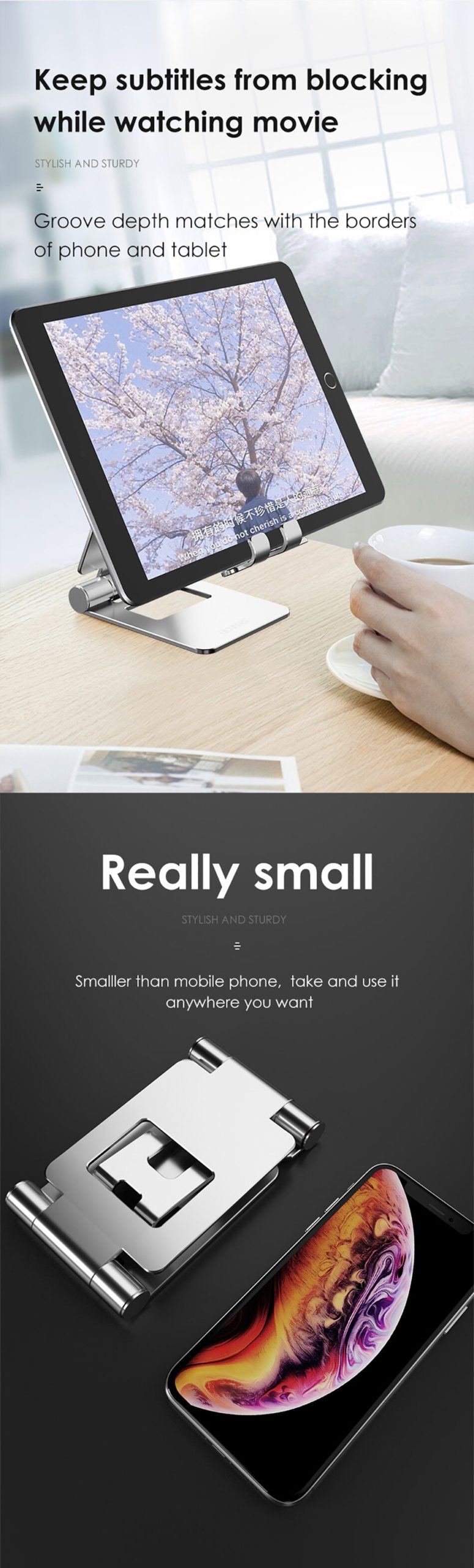 LICHEERS – support de tablette en alliage d'aluminium, pliable et réglable, pour iPad mini/iPad Air