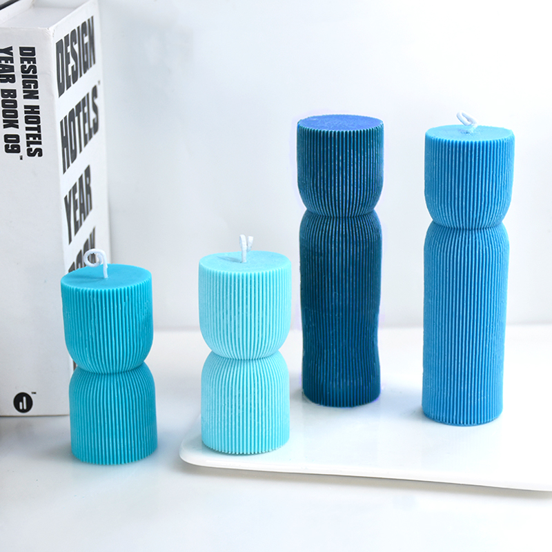 Moule en silicone pour bougie cylindrique à rayures