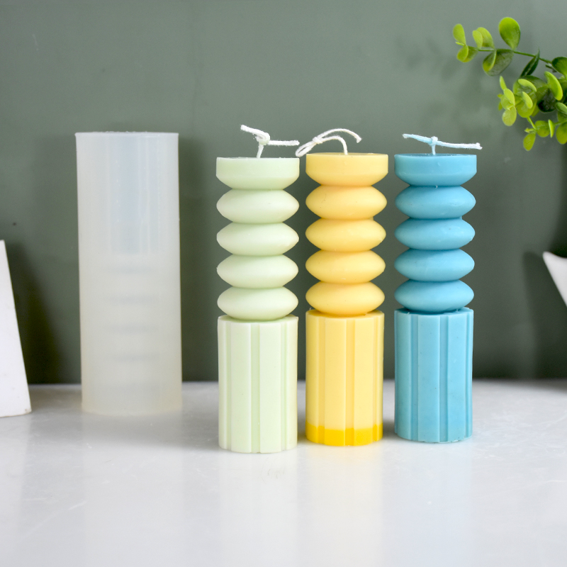 Moule en silicone pour bougie cylindrique à rayures