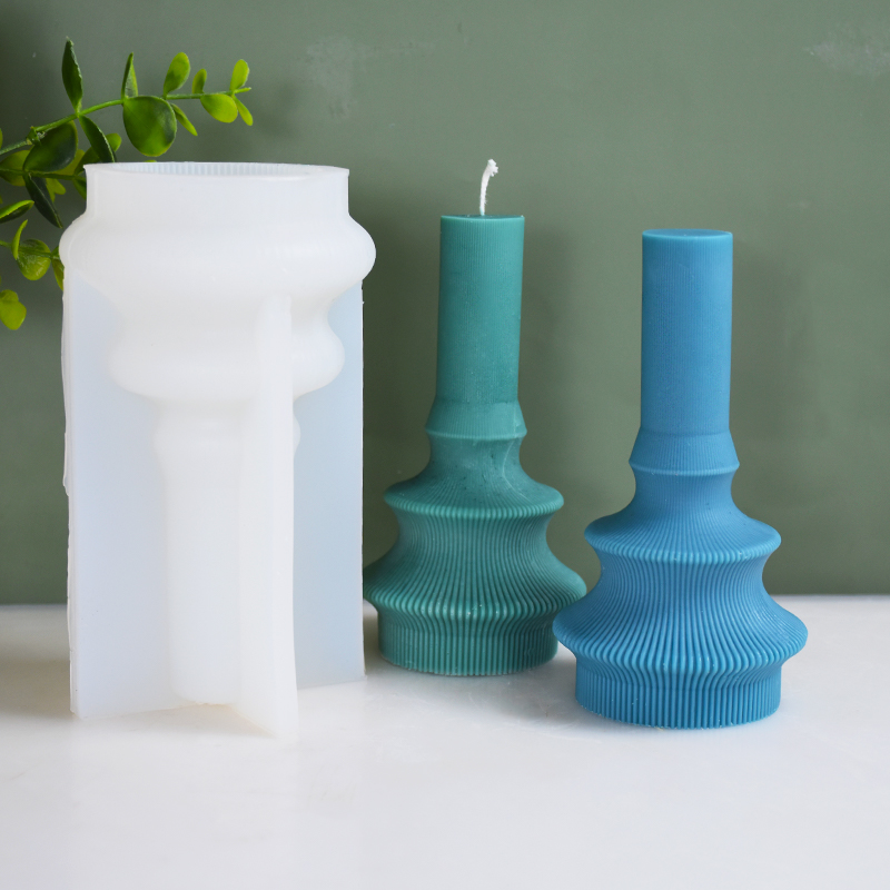 Moule en silicone pour bougie cylindrique à rayures