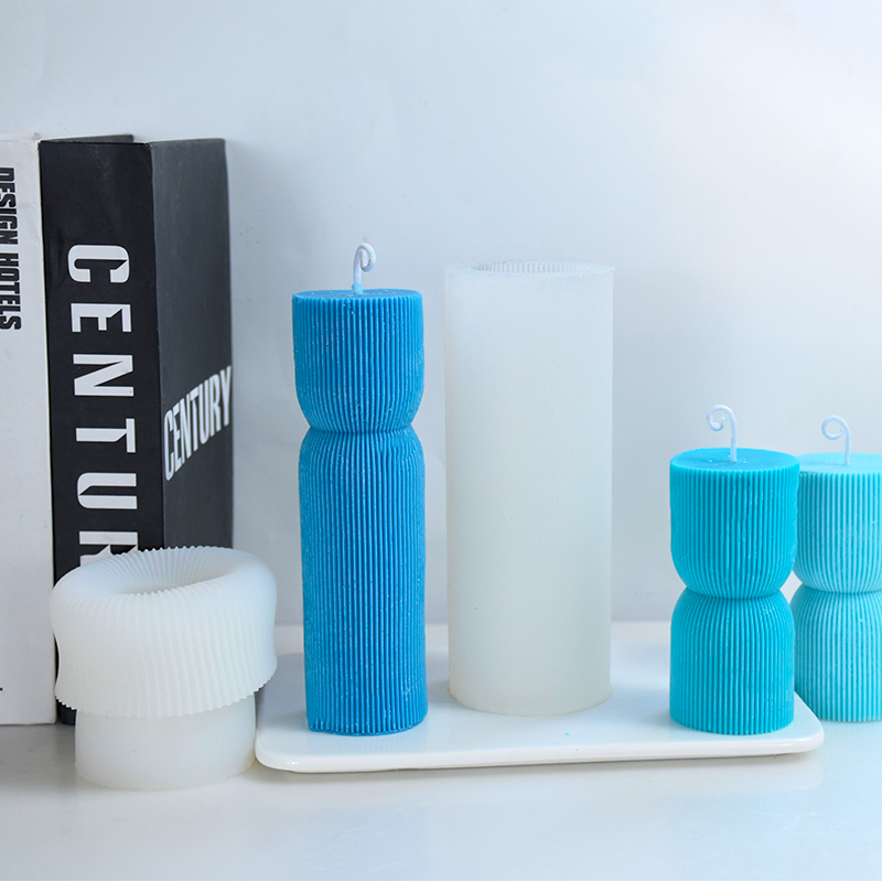 Moule en silicone pour bougie cylindrique à rayures