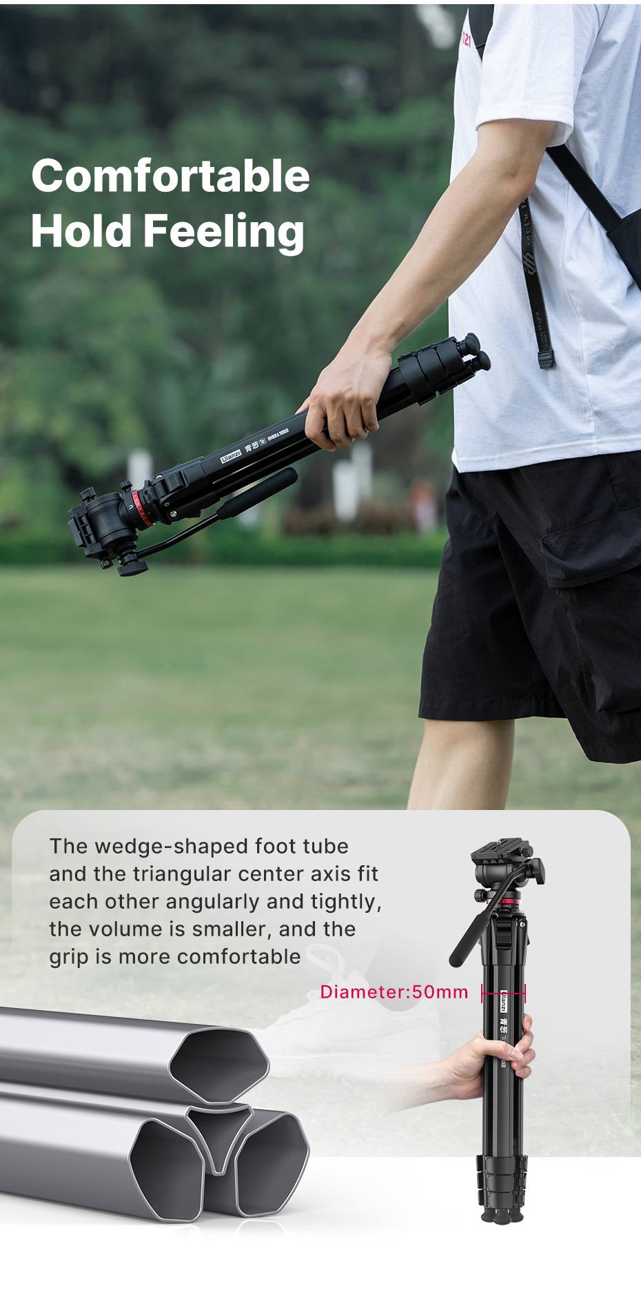 Ulanzi – trépied de voyage OMBRA 1.6M, Panorama 360 °, fluide, Drag Pan, charge maximale 6KG, plaque suisse Arca pour appareil photo DSLR