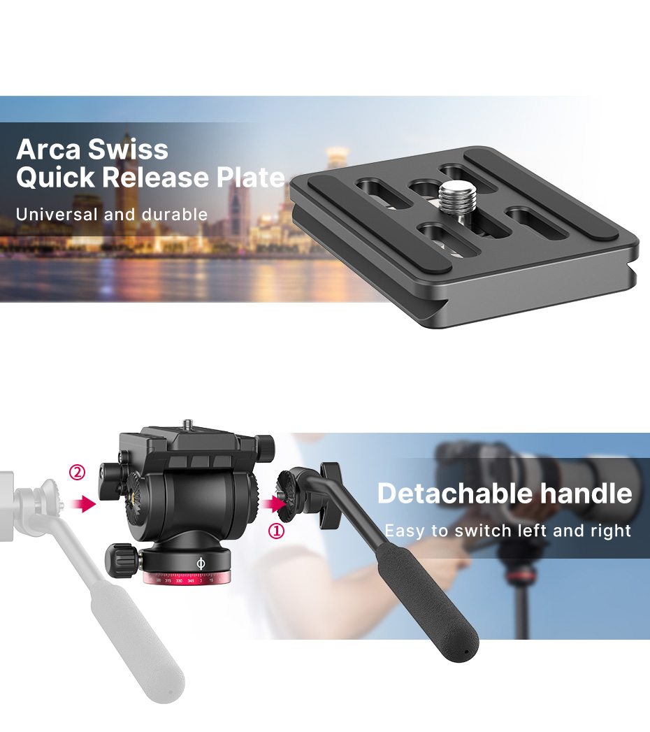 Ulanzi – trépied de voyage OMBRA 1.6M, Panorama 360 °, fluide, Drag Pan, charge maximale 6KG, plaque suisse Arca pour appareil photo DSLR