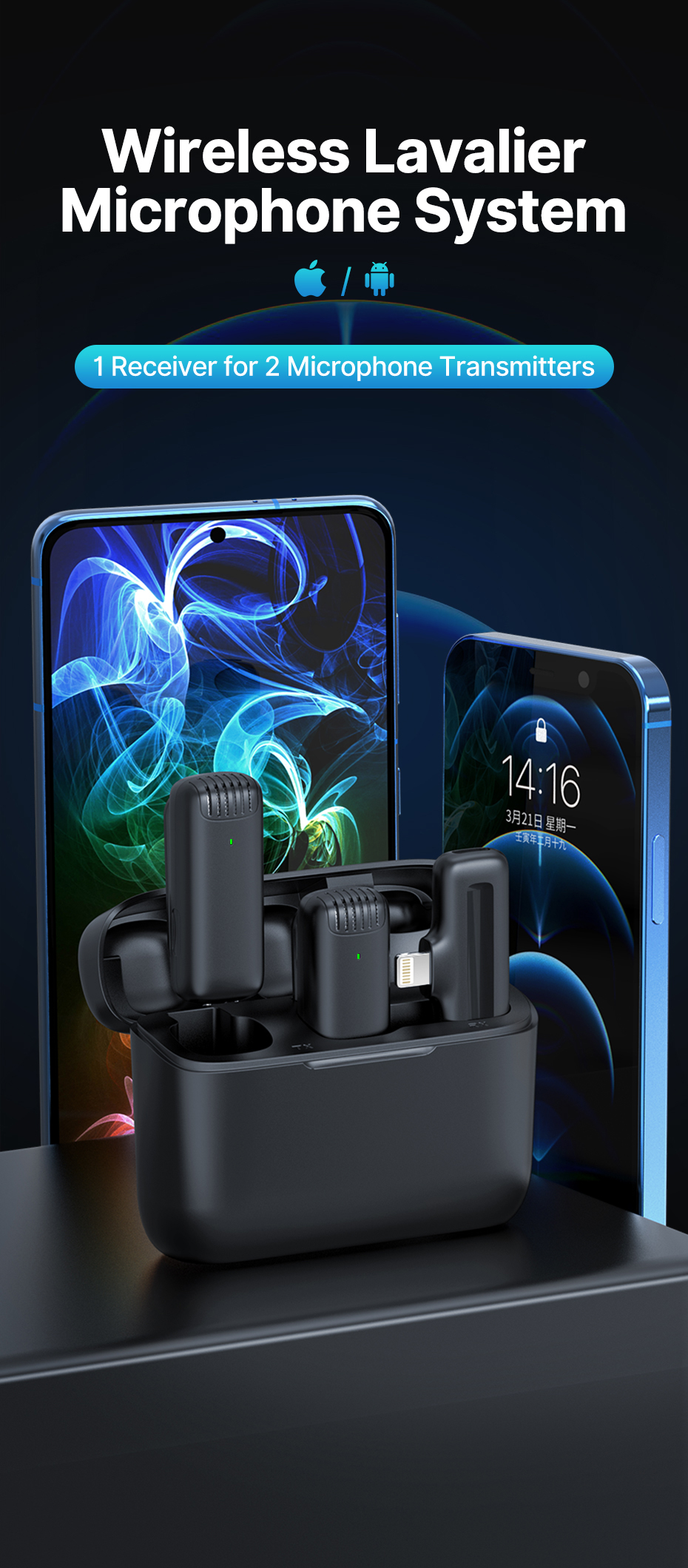 Ulanzi J12 système de Microphone Lavalier sans fil Audio vidéo enregistrement vocal micro pour iPhone Android téléphone Mobile ordinateur portable PC Live Ulanzi J12 système de Microphone Lavalier sans fil Audio vidéo enregistrement vocal micro pour iPhone Android téléphone Mobile ordinateur portable PC Live