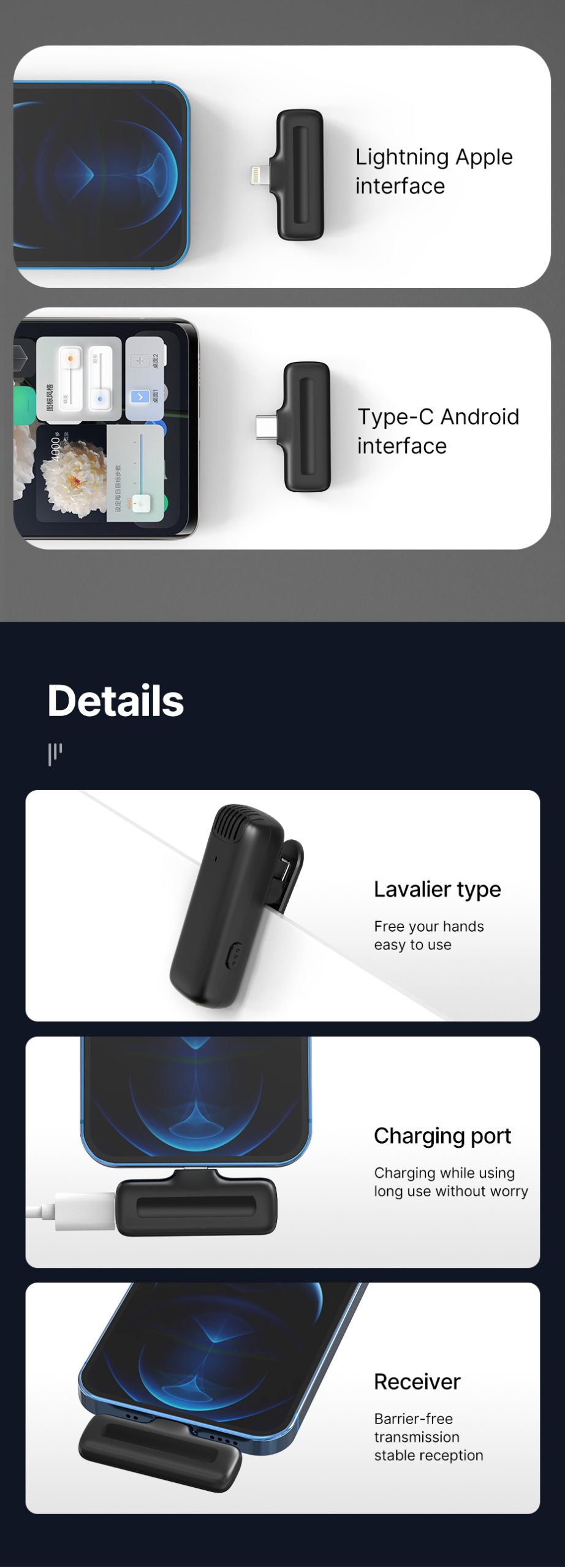 Ulanzi J12 système de Microphone Lavalier sans fil Audio vidéo enregistrement vocal micro pour iPhone Android téléphone Mobile ordinateur portable PC Live Ulanzi J12 système de Microphone Lavalier sans fil Audio vidéo enregistrement vocal micro pour iPhone Android téléphone Mobile ordinateur portable PC Live