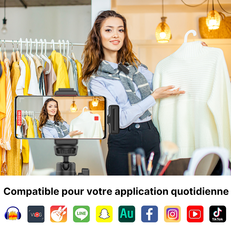 Ulanzi J12 système de Microphone Lavalier sans fil Audio vidéo enregistrement vocal micro pour iPhone Android téléphone Mobile ordinateur portable PC Live