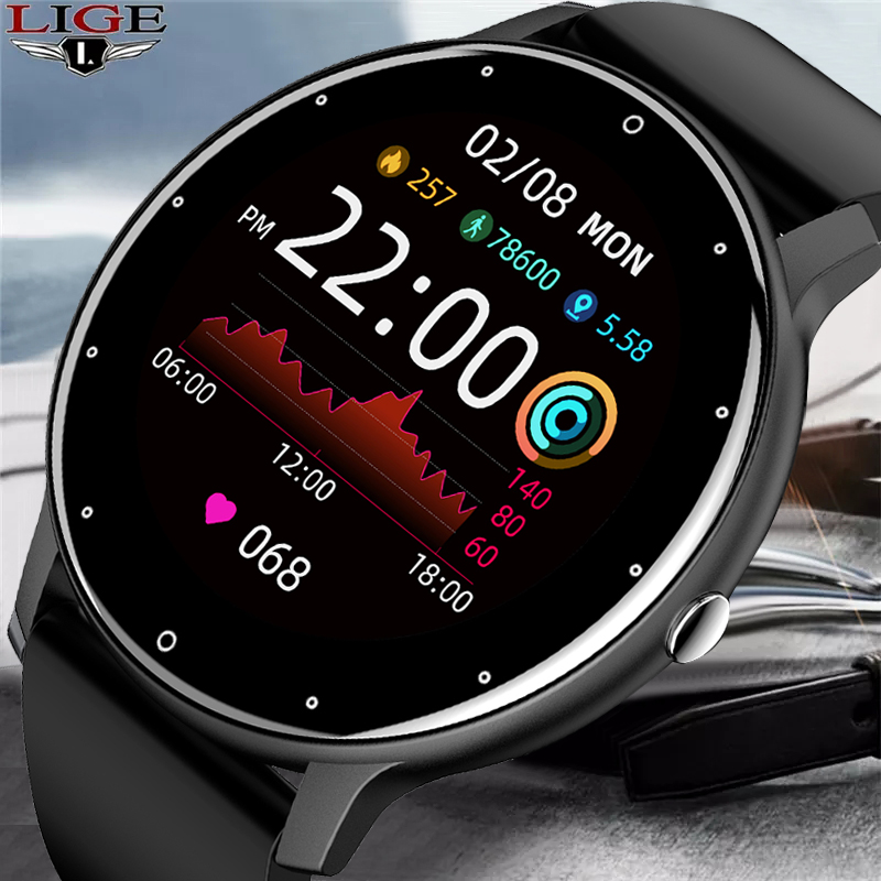 LIGE – montre connectée pour hommes, écran tactile complet, Sport, Fitness, étanche IP67, Bluetooth, pour Android ios, avec boîte, nouvelle collection 2022