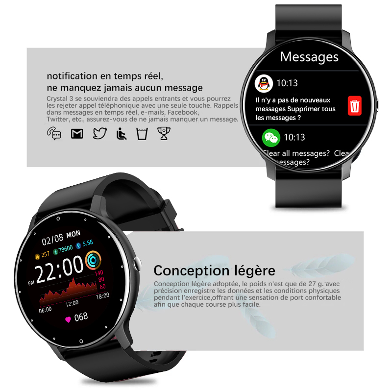 LIGE – montre connectée pour hommes, écran tactile complet, Sport, Fitness, étanche IP67, Bluetooth, pour Android ios, avec boîte, nouvelle collection 2022