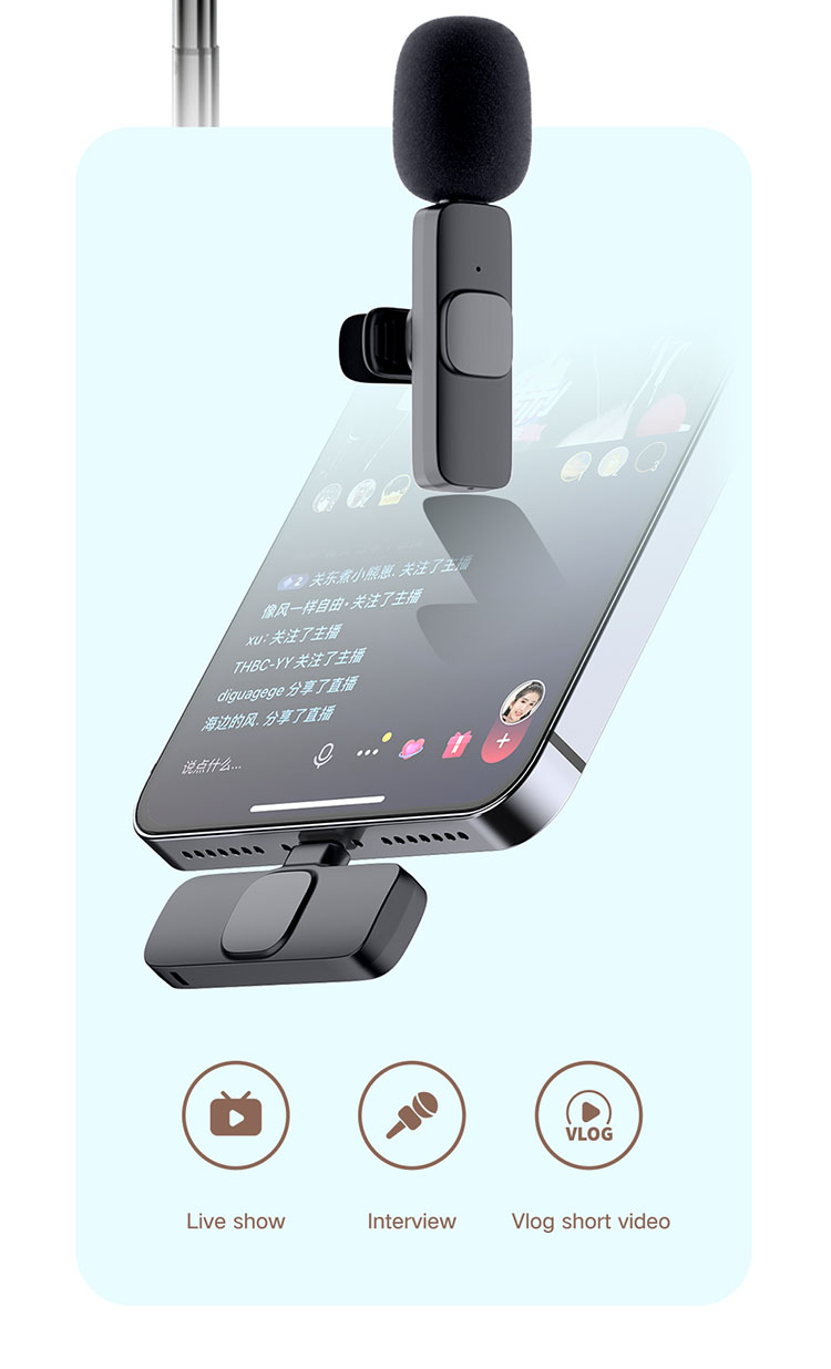 Nouveau micro Lavalier sans fil, Portable, pour enregistrement Audio vidéo, pour iPhone, Android, diffusion en direct, téléphone de jeu