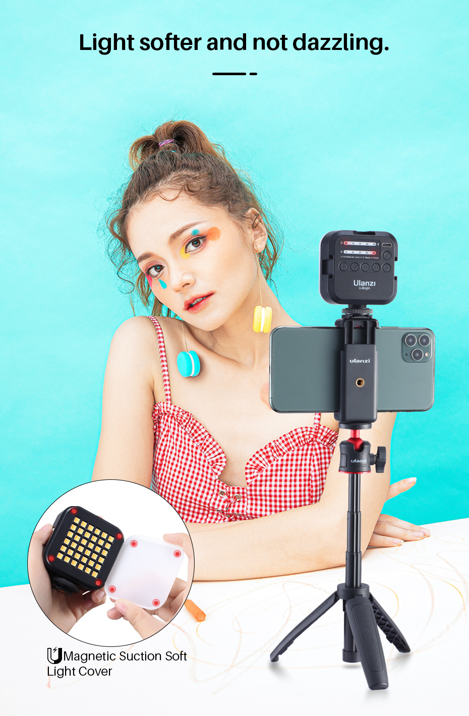 Viji VL81 LED lampe vidéo pour appareil photo 3200-5600K