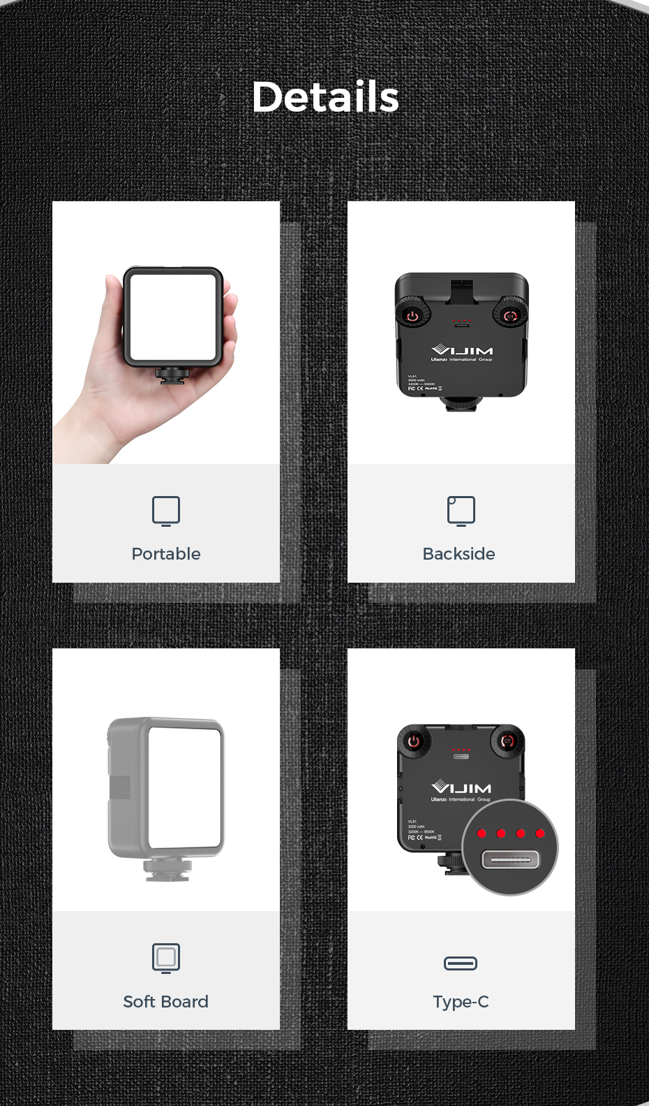 Viji VL81 LED lampe vidéo pour appareil photo 3200-5600K