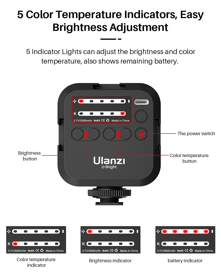 Ulanzi – Mini lampe de bureau LED VL49 6W