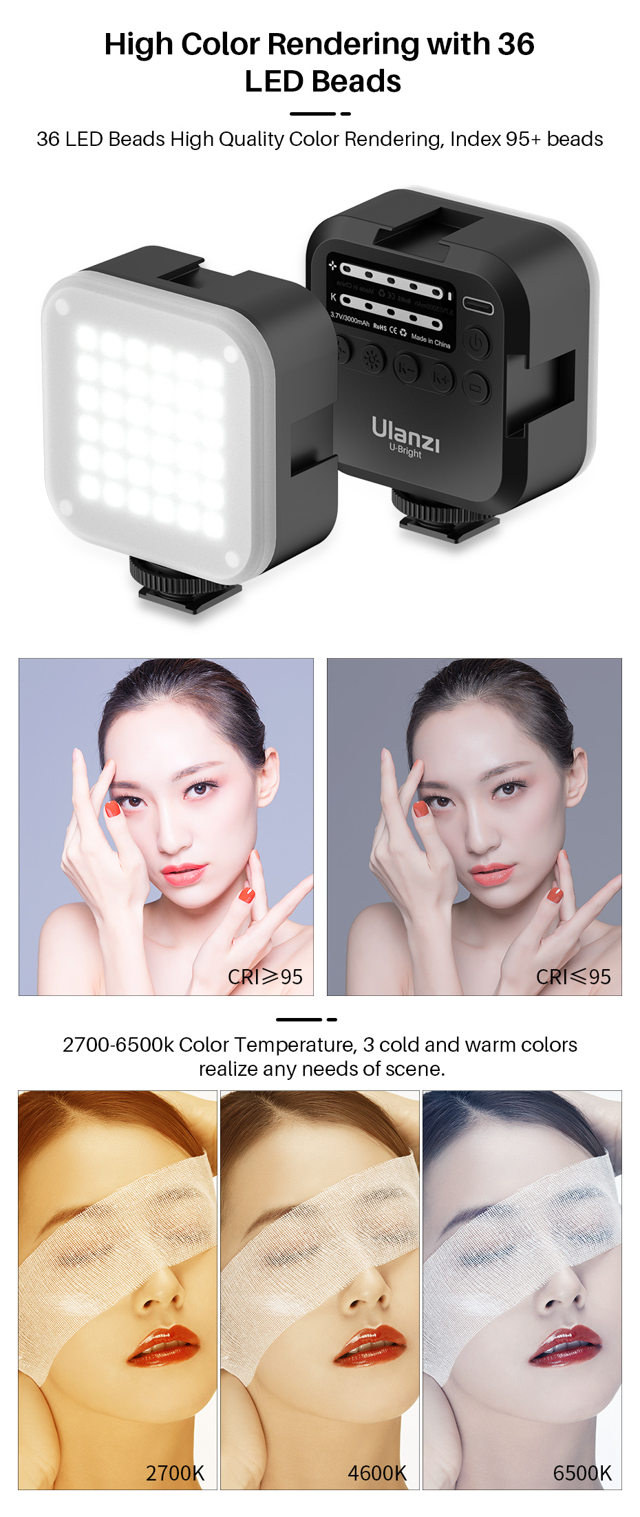 Ulanzi – Mini lampe de bureau LED VL49 6W