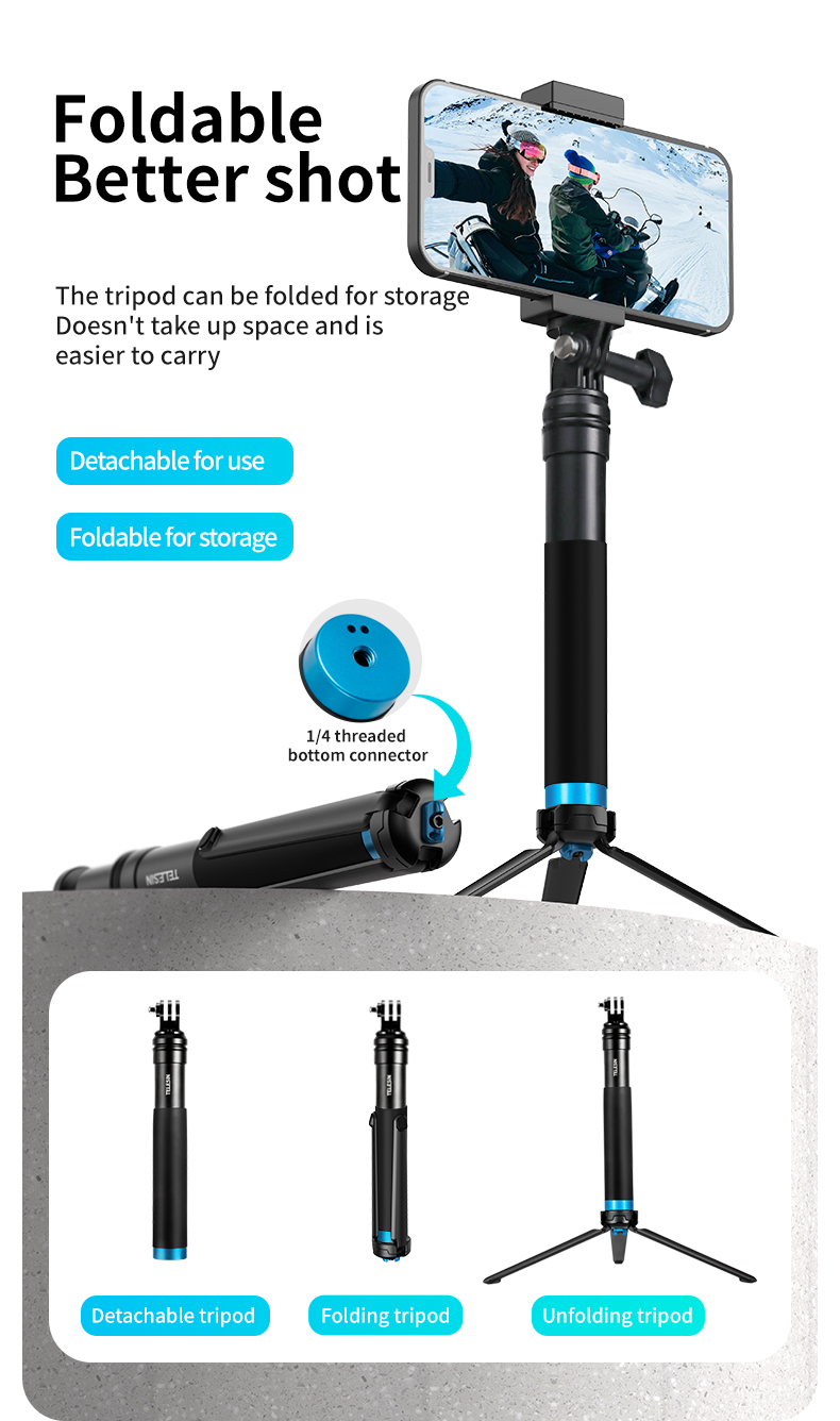 TELESIN – trépied monopode en alliage d'aluminium de 0.9M