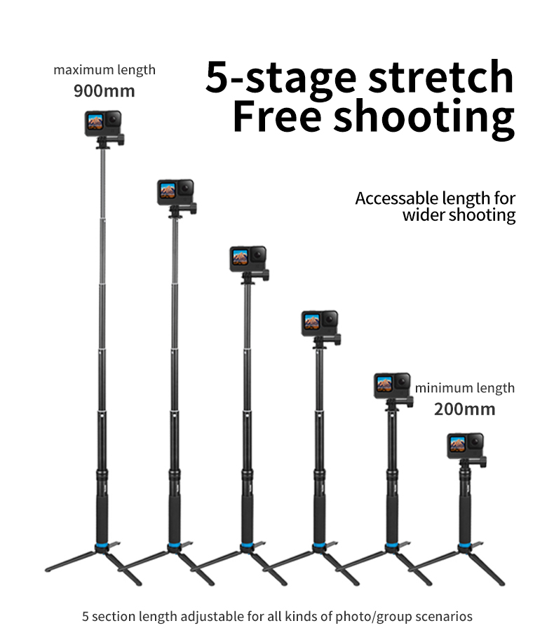 TELESIN – trépied monopode en alliage d'aluminium de 0.9M