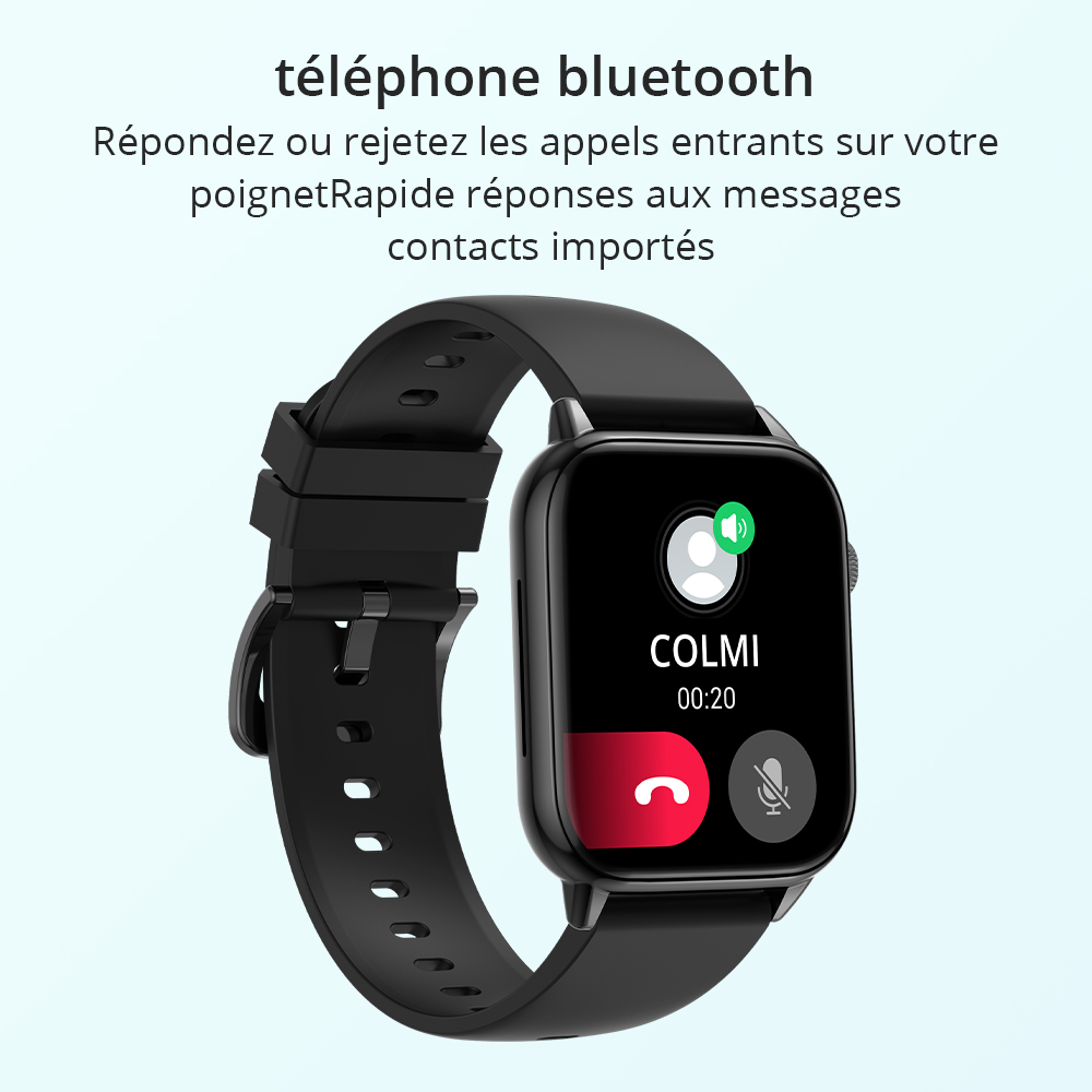 Montre connectée COLMI C60 pour hommes et femmes, écran 1.9 pouces, appels Bluetooth, moniteur de fréquence cardiaque et de sommeil, 19 modèles de Sport