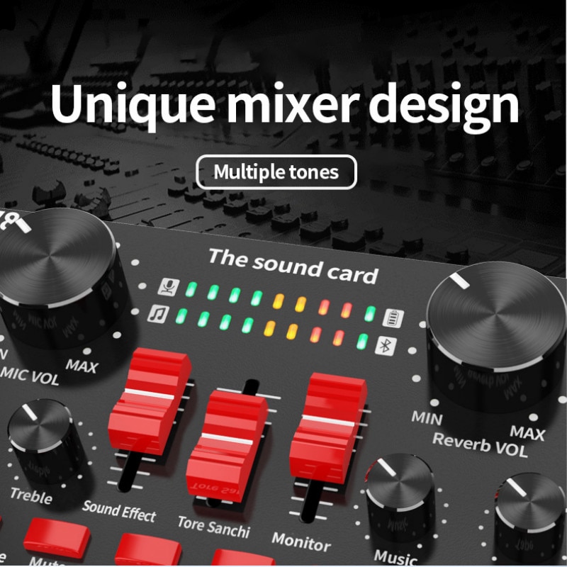 V8S – carte son externe Bluetooth USB, Microphone, casque, diffusion sur le web, divertissement personnel, streaming, diffusion en direct pour ordinateur PC