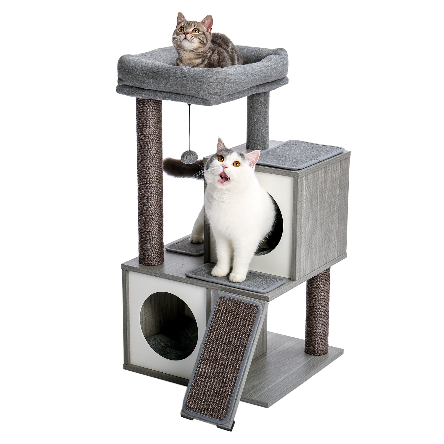 Tour condo arbre à chat de plusieurs niveaux, grattoir, maison pour animaux domestiques avec hamacs, meuble à escalader, jeux